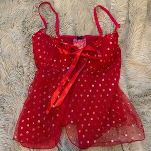 Victoria’s Secret Sexy Little Things Red & Gold Tulle Lingerie